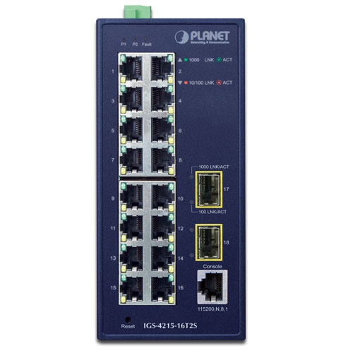PLANET IGS-4215-16T2S Managed Gigabit Switch 18 Ports Blau