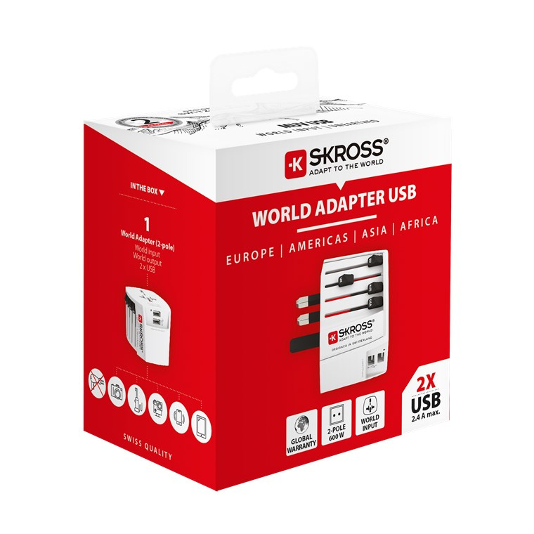 SKROSS MUV USB Reiseadapter 2x USB-A Weiß