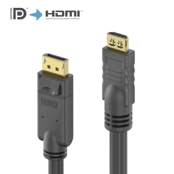 PureLink PureInstall Series PI5110-100 Adapterkabel DisplayPort auf HDMI 10 m Aktiv Schwarz