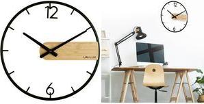 UNiLUX Wanduhr/Quarzuhr CIRCLE, schwarz / bambus Durchmesser: 420 mm, Dicke: 50 mm, Rahmen aus Metall - 1 Stück (400189467)