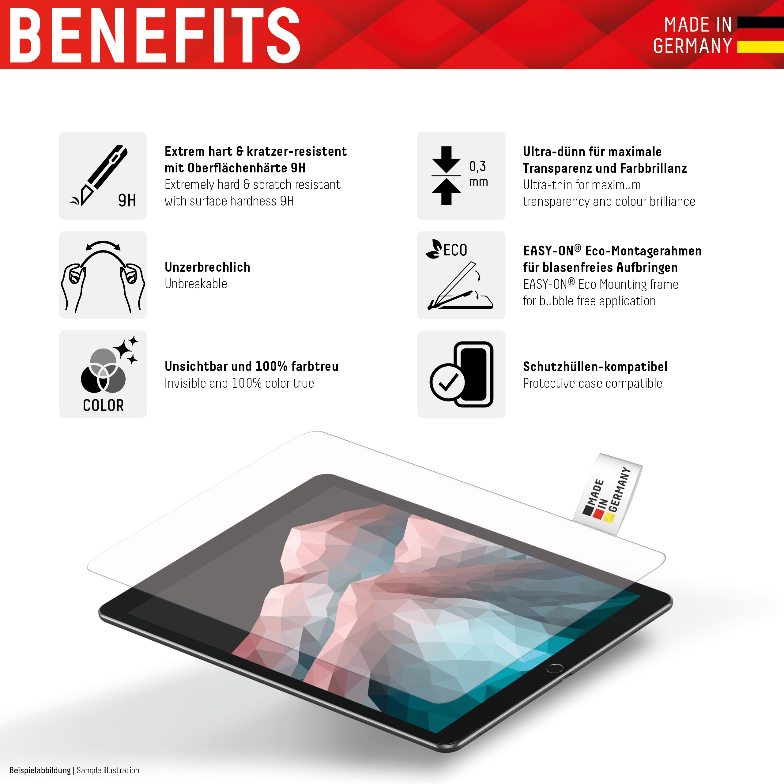 E.V.I. DISPLEX Tablet Glass 10.2" Transparent