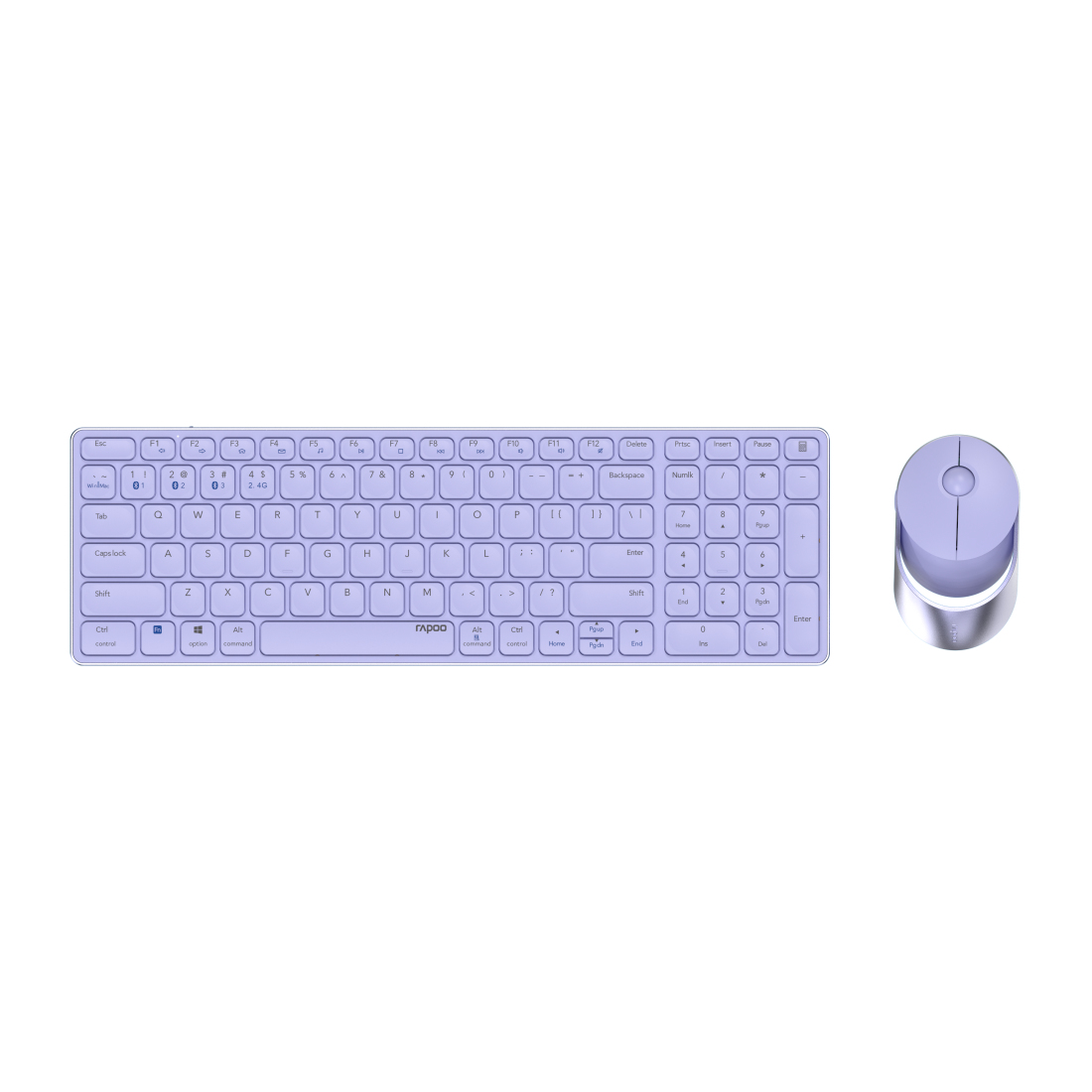 Rapoo 9750M Kabelloses Tastatur-Maus-Set RF Wireless Bluetooth QWERTZ 99 Tasten Lila