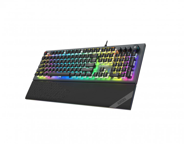 iBox Aurora K-5 Mechanische Tastatur RGB USB QWERTY Schwarz, Silber