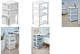 NHG Regal SEOUL mit 3 Ablagen aus PP, mit Rollen, weiß Material: aus recyceltem PP, passend für 2x Aufbewahrungsbox - 1 Stück (60290802)