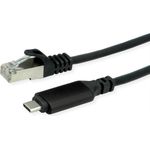 ROLINE USB 3.2 Gen 2 Typ C zu Gigabit Ethernet Konverterkabel, schwarz, 2 m (12.02.1167)