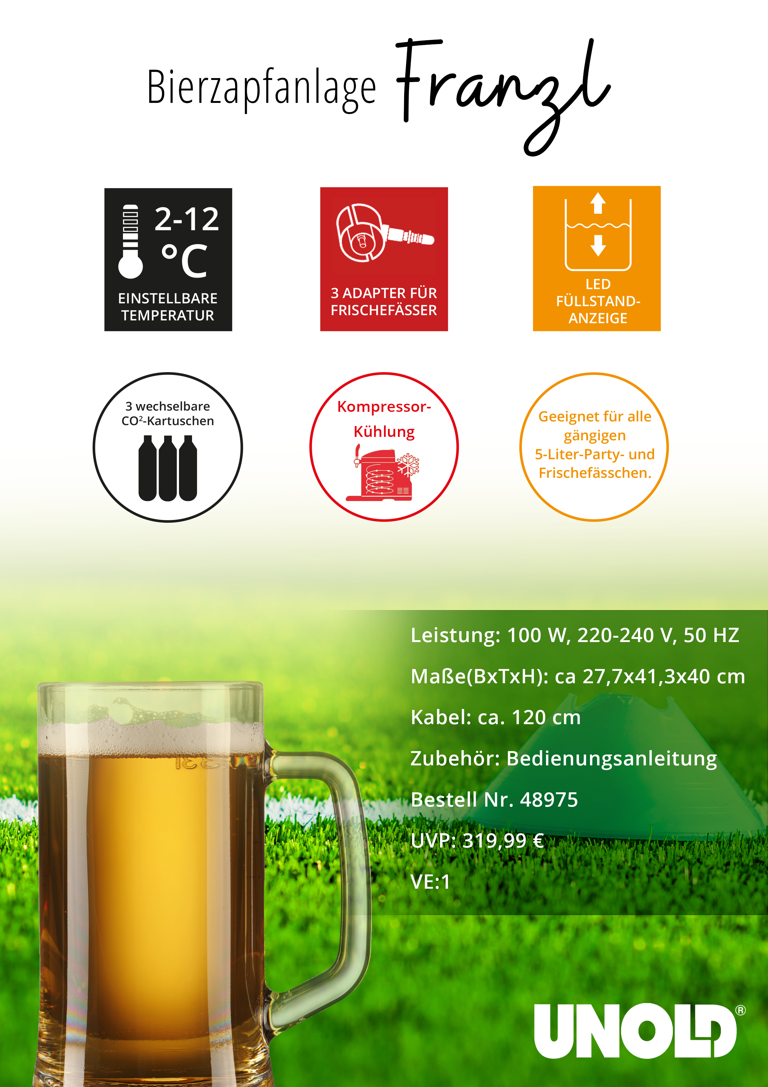 Unold Franzl Bierzapfanlage 5 l Schwarz