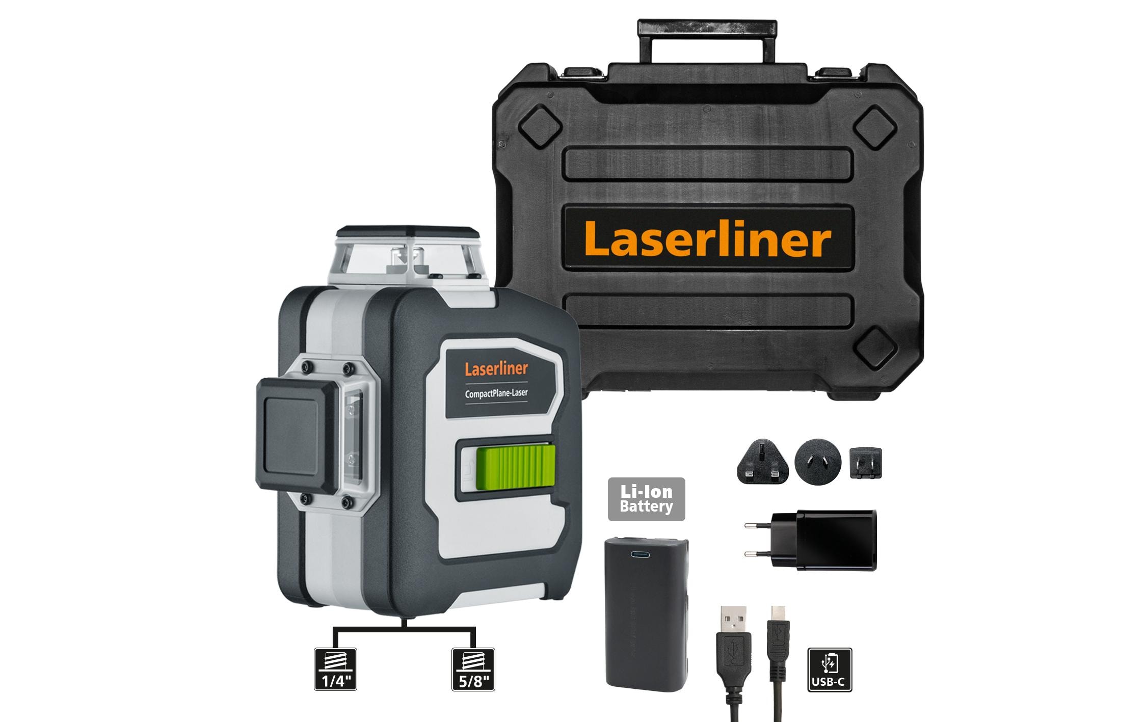 Laserliner CompactPlane-Laser 3G Pro Kreuzlinienlaser 30 m Schwarz, Grün, Grau