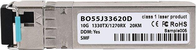 Kompatibler Mellanox SFP-10G-BX-D BlueOptics BO55J33620D SFP+ Bidi Transceiver, LC-Simplex, 10GBASE-BX-D, Singlemode Fiber, TX1330nm/RX1270nm, 20KM, DDM, 0°C/+70°C (SFP-10G-BX-D-20-ME-BO)