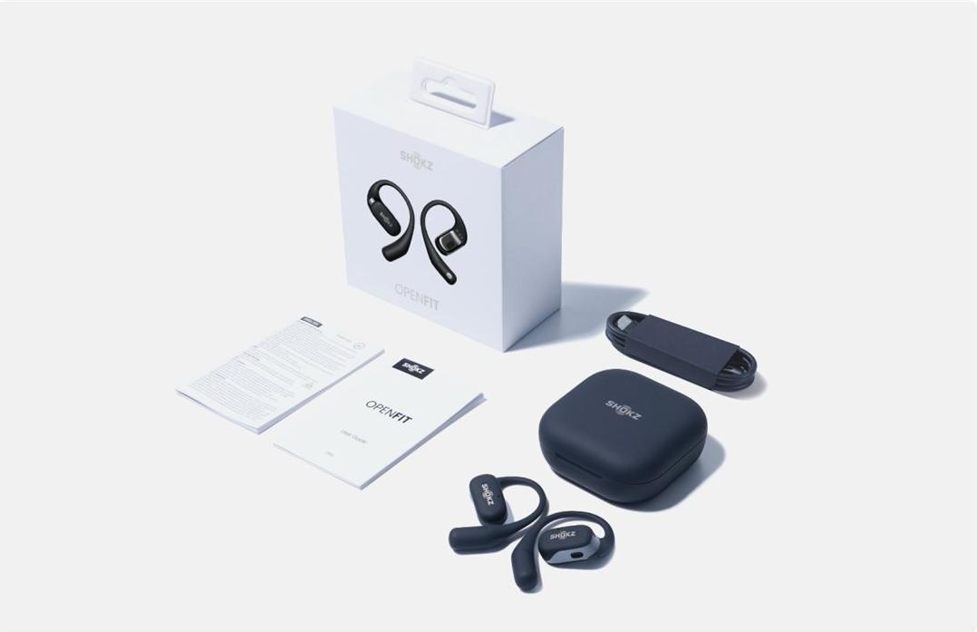 Shokz OpenFit True Wireless Kopfhörer mit Mikrofon Ohrbügel Bluetooth Schwarz