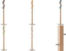 PAPERFLOW Garderobenständer "easyCloth", aus Holz, weiß Ständer: buche, 6 farbige Haken: weiß, Massivholz und - 1 Stück (PEC.13)