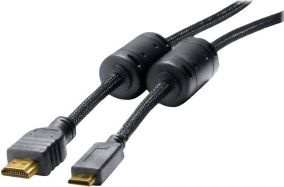 Mini HDMI Kabel, High Speed HDMI, vergoldet, HDMI St. A / HDMI Mini St. C, 2,0 m Hochwertiges Anschlusskabel zur Übertragung von digitalen Monitor- und TV-Signalen (128271)