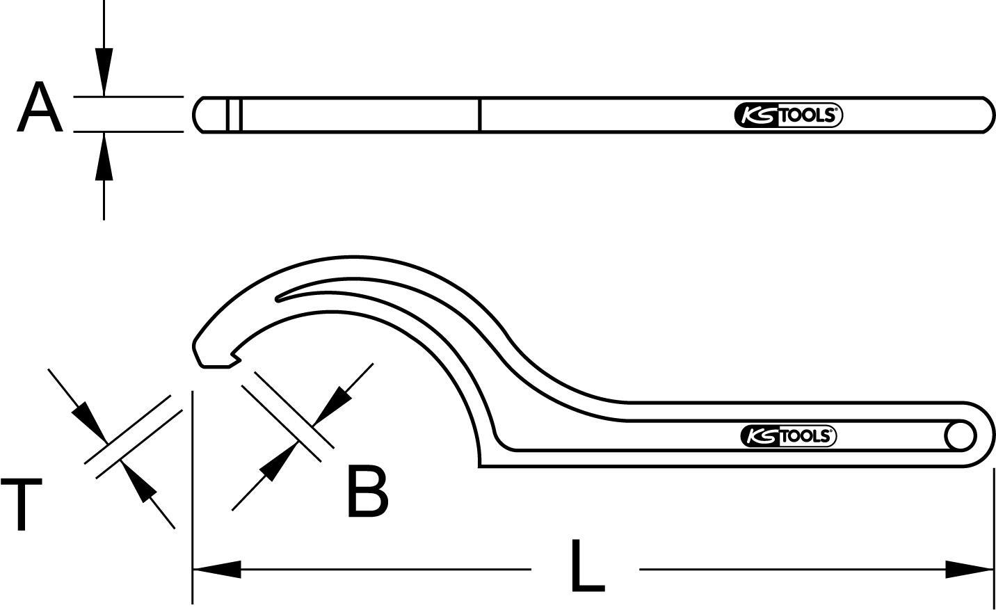 KS TOOLS Fester Hakenschlüssel mit Nase, 45-50 mm (517.1376)
