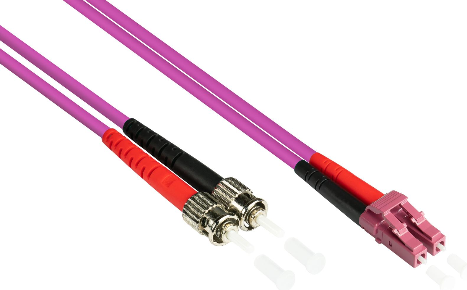 Good Connections Patchkabel LWL Duplex OM4 50/125 LC/ST 7,5m Violett