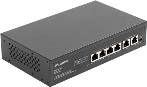 Lanberg RSFE-4P-2FE-60 6-Port Fast Ethernet Switch PoE+ Schwarz