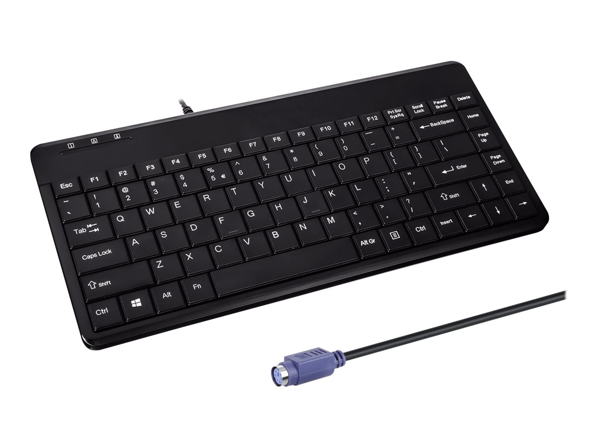 Perixx PERIBOARD-409 P Mini PS/2-Tastatur 2 USB-Hubs QWERTZ Schwarz