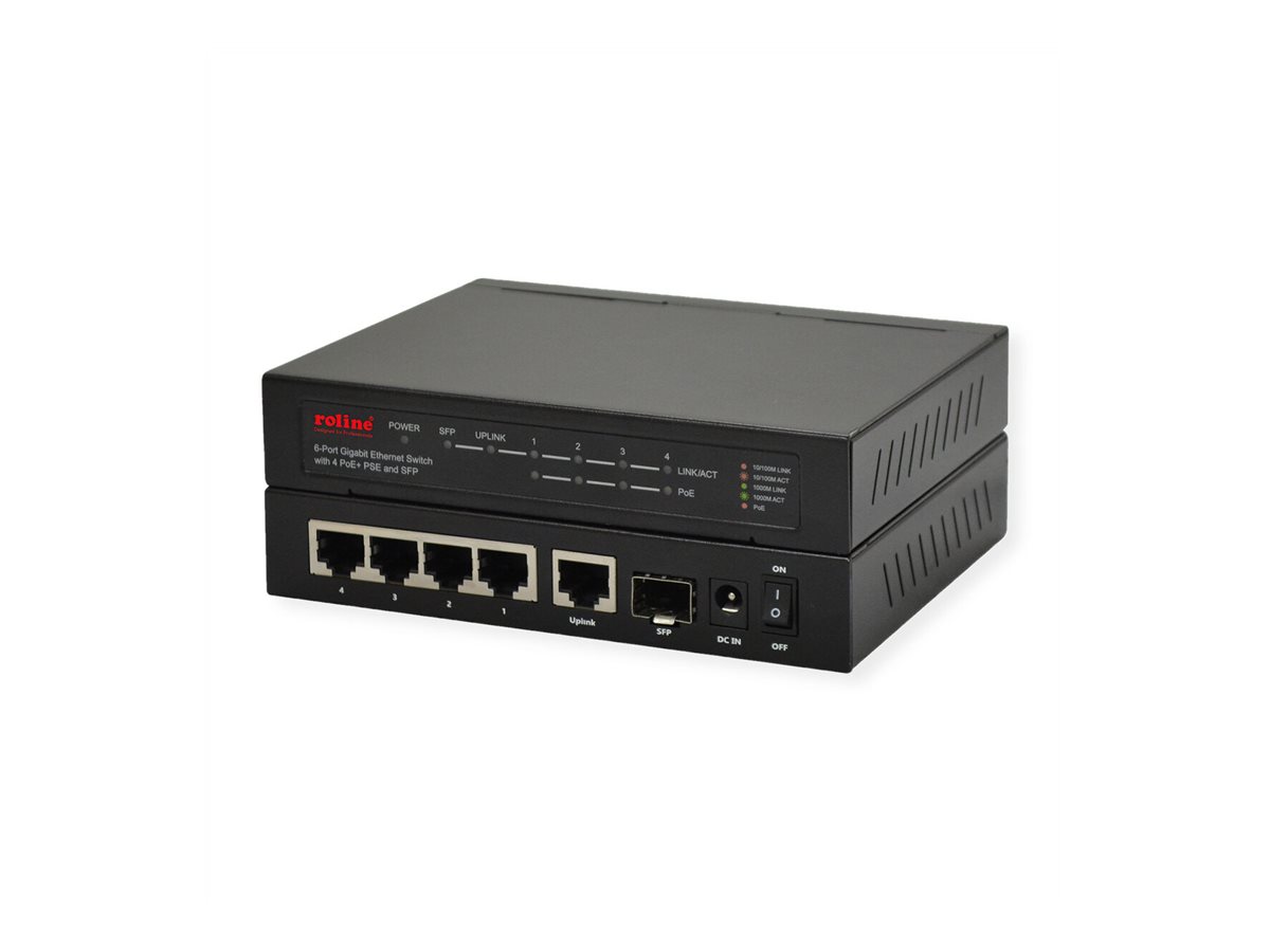 ROLINE 21.14.3524 Gigabit Ethernet Switch PoE+ 6 Ports Schwarz