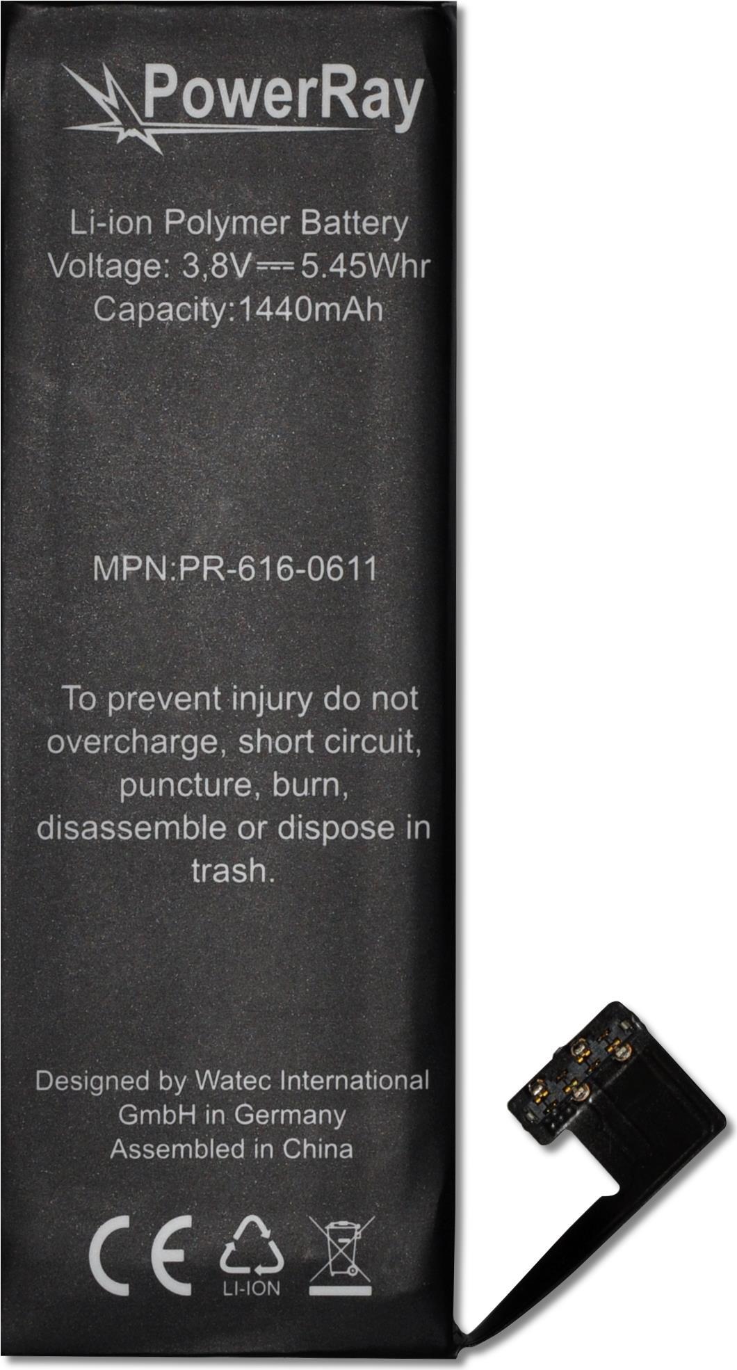 PowerRay Battery PR-616-0611 for iPhone 5, 1440 mAh, Bulk (PR-616-0611)