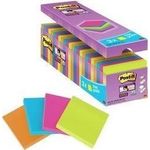 3M Post-it Super Sticky Notes Haftnotizen, 76 x 76 mm Vorteilspack, 90 Blatt/Block, Blöcke im Karton, 4-farbig - 1 Stück (654SE24P)