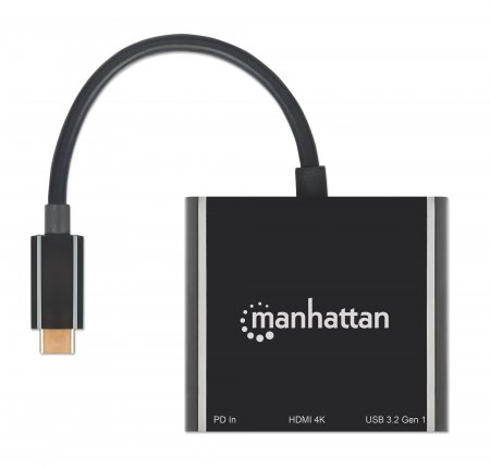 Manhattan 130622 Dockingstation HDMI 4K@30Hz USB-A USB-C PD 100W Schwarz