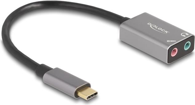 Delock Externe USB Soundkarte mit Type-C Stecker auf 2 x 3.5 mm Klinkenbuchse Plug & Play (67071)