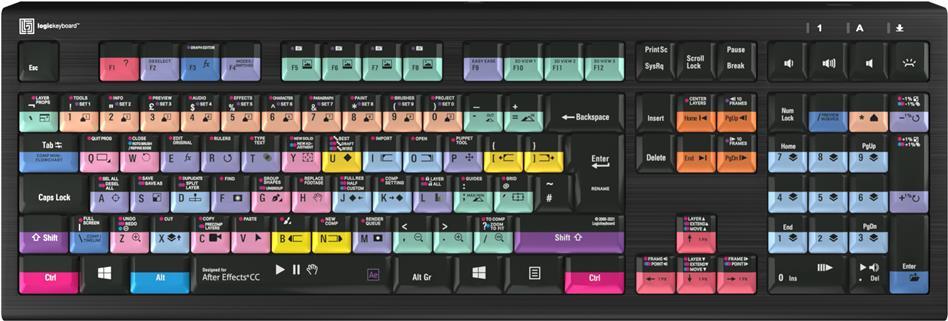 Logickeyboard Adobe After Effects CC Astra 2 Tastatur USB AZERTY Englisch Schwarz (LKB-AECC-A2PC-UK)