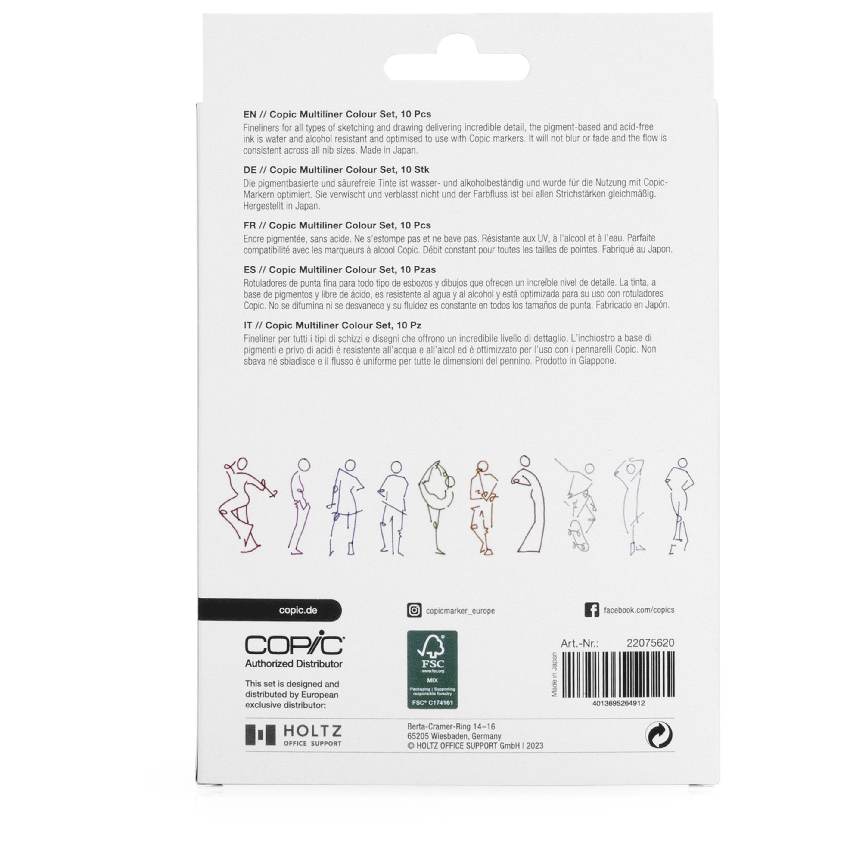 COPIC Multiliner Color Fineliner 0,3 mm 10 St. Mehrfarbig