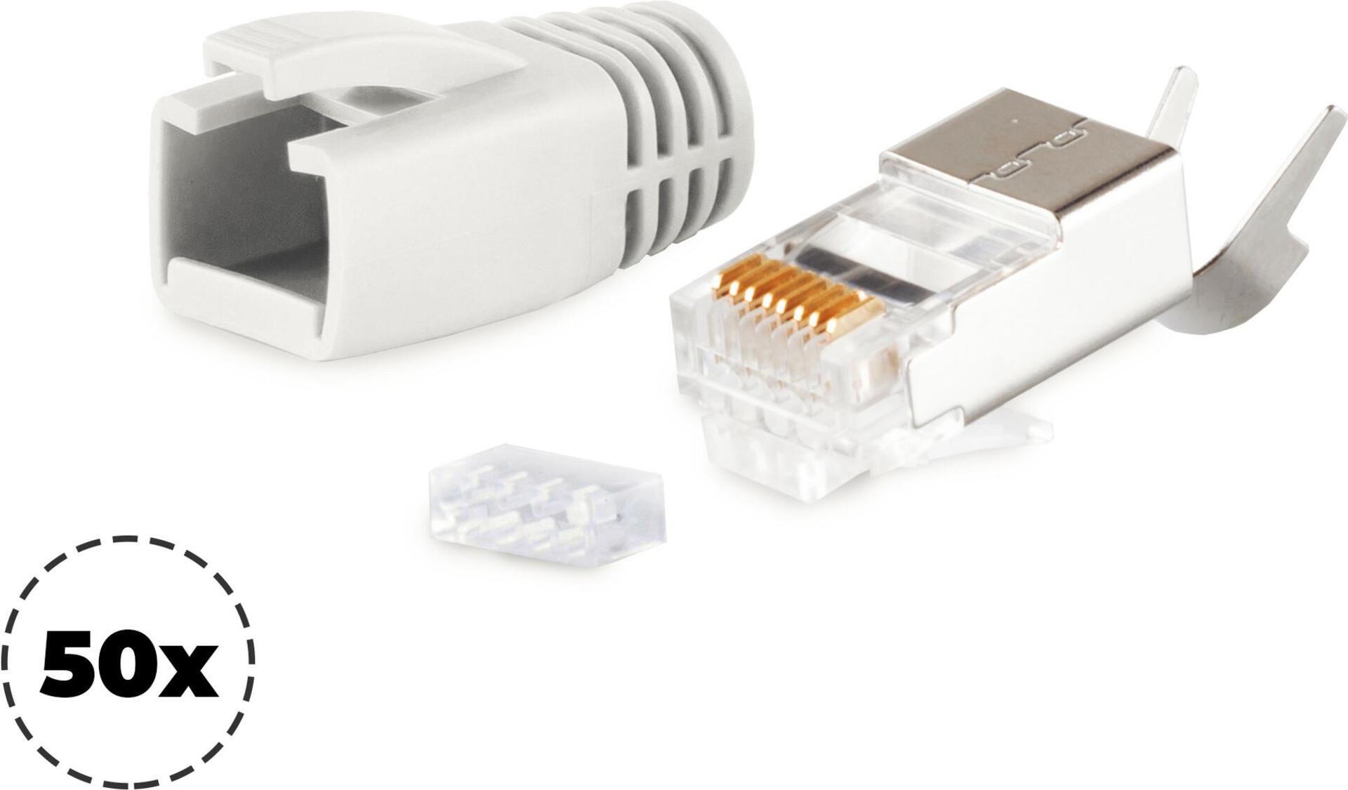 S-CONN maximum connectivity Netzwerk Modular Stecker RJ45 SET für Verlegekabel bis AWG 23, Stecker m