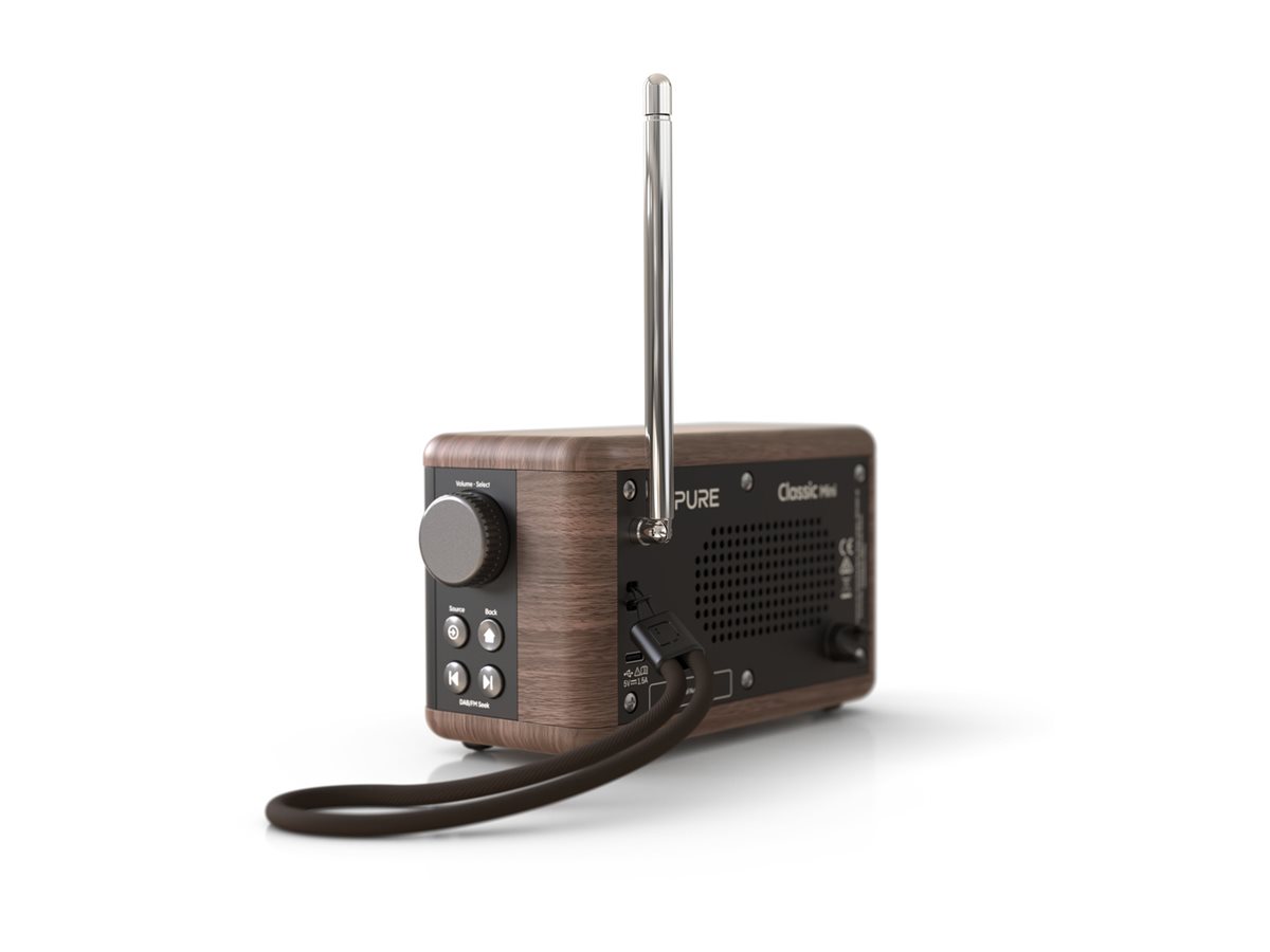 Pure Acoustics Classic Stereo Mini Minisystem 40 W DAB+/FM Bluetooth CD USB Braun, Walnuss