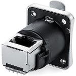 Industrie-Steckverbinder S6 - RJ45 Durchführungskupplung mit Klick Arretierung, RJ45 Buchse beidseit (IC06-R003)