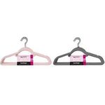 Peggy Perfect Kleiderbügel "Samtbügel" mit Steg, 18er Pack extra soft durch Kunststoffbeflockung, Haken aus Metall, - 1 Stück (76345)