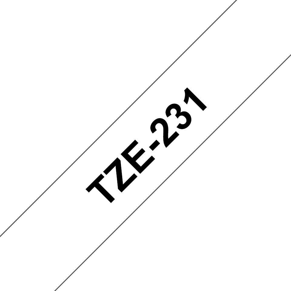 Brother TZe-231 Laminiertes Band 1,2 cm x 8 m Schwarz auf Weiß