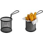 APS Servier-Frittierkorb SNACKHOLDER, 90 mm, schwarz aus Edelstahl, rund, Grifflänge: 90 mm, Höhe: 85 mm, - 1 Stück (40625)