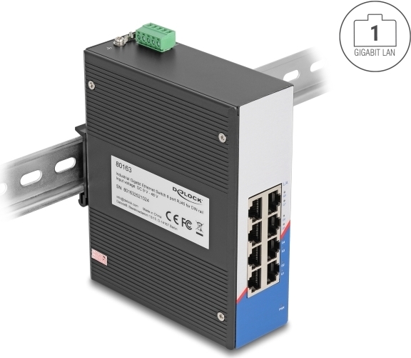 Delock 80163 Industrie Switch RJ45 für Hutschiene (80163)