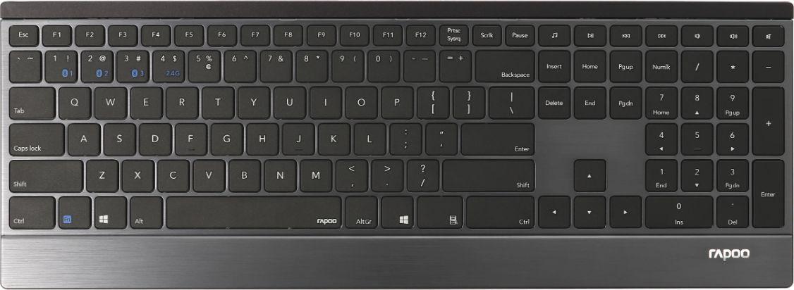 Rapoo Kabellose Touch-Tastatur E9500M Multi-mode Ultra-Slim, Schwarz, UI Layout (00192128)