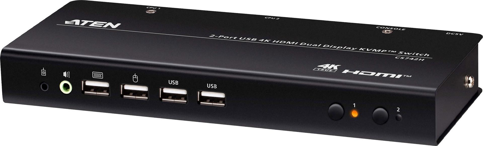 ATEN CS742H 2-Port USB 4K HDMI Dual Display KVMP Switch (CS742H-AT-G)