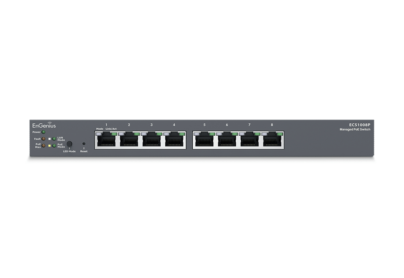 EnGenius ECS1008P Managed L2 Switch 8-Port Gigabit Ethernet PoE 55 W Schwarz