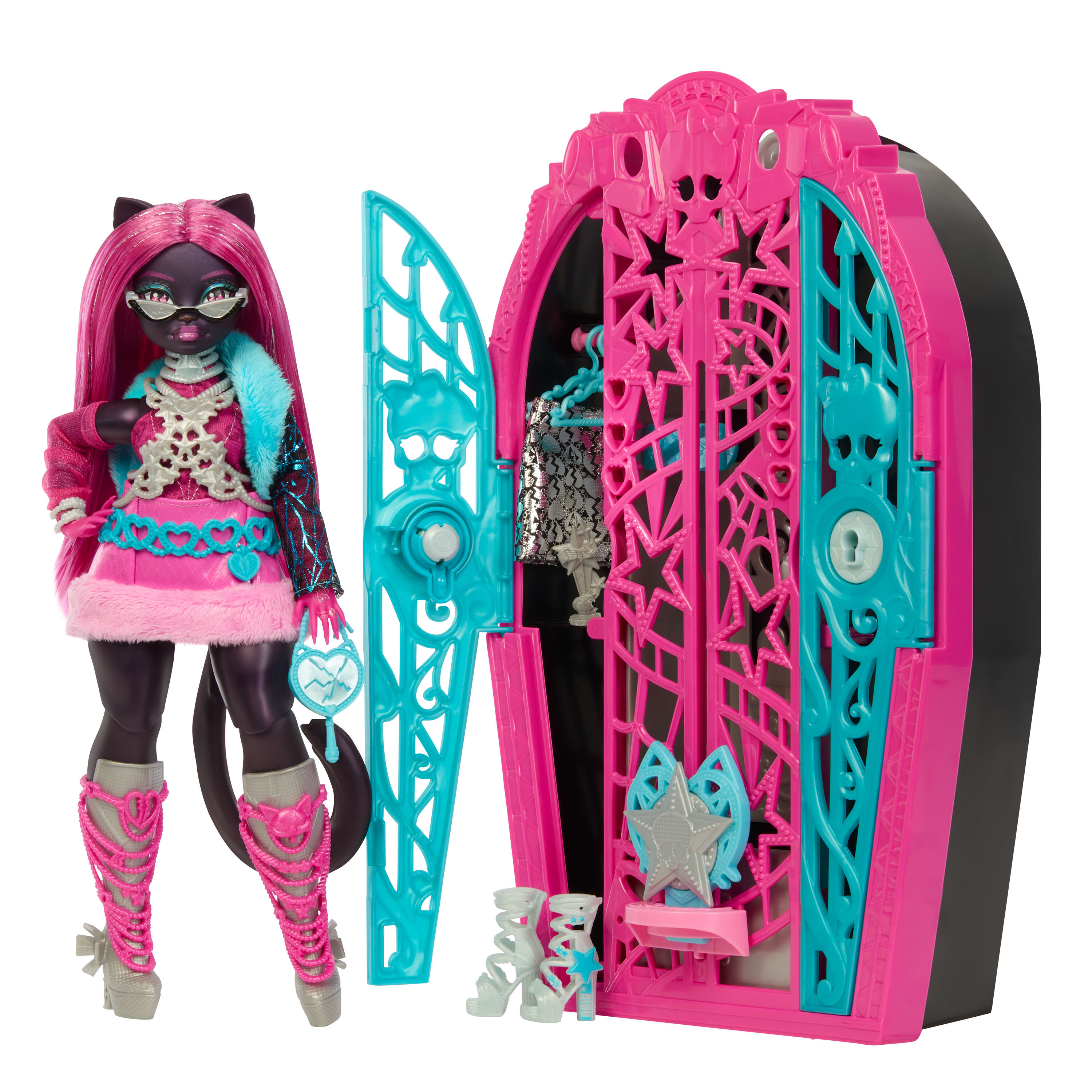 Mattel Monster High Skulltimate Secrets Hauntlywood Mysteries Modepuppe Catty Noir Mehrfarbig