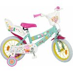 TOIMSA Kinderfahrrad 14" Peppa Pig grün mit Stützrädern Korb Puppensitz Mädchen 4-6 Jahre (TOI1498)