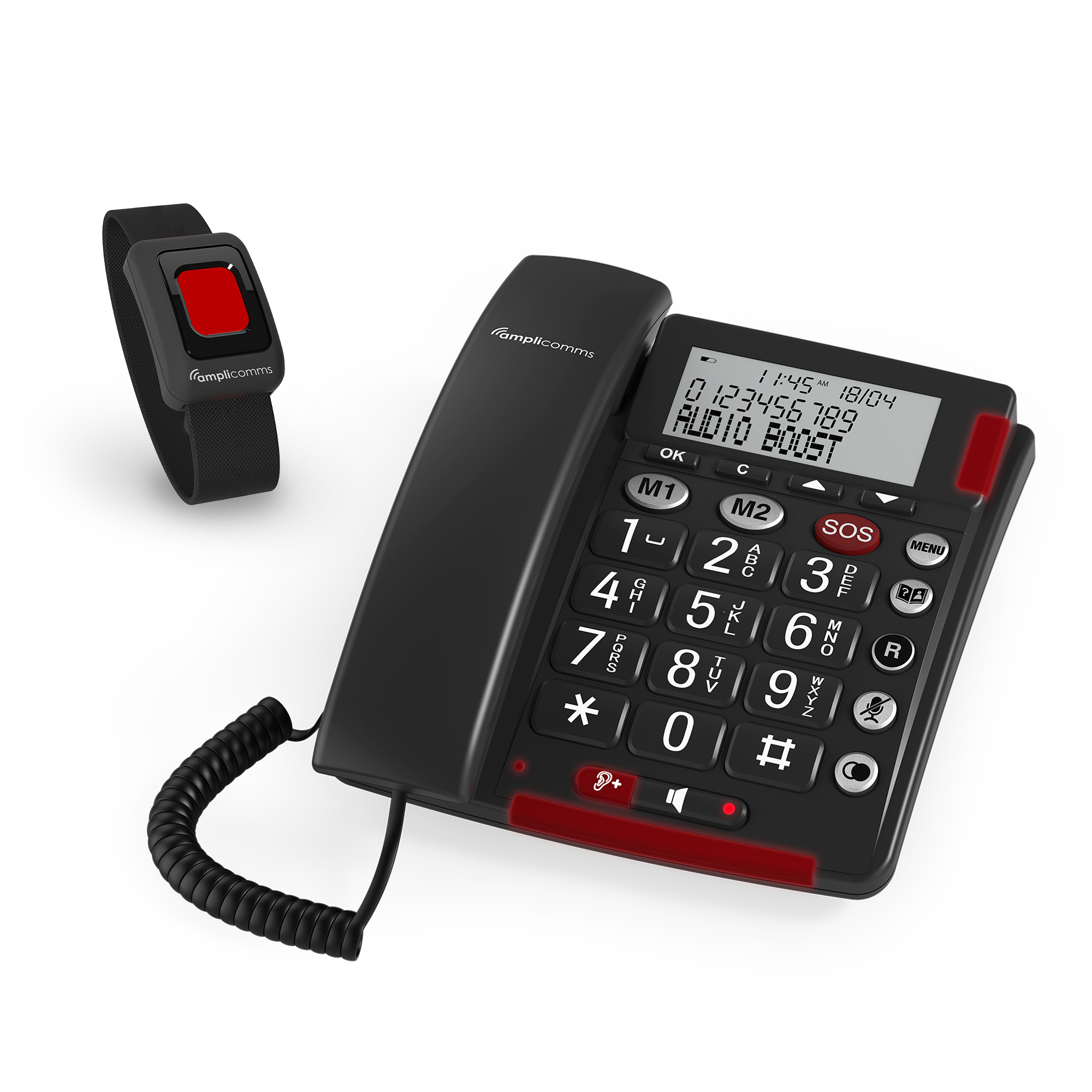 Amplicomms BigTel 50 Alarm Plus Schnurgebundenes Analogtelefon Dunkelgrau
