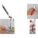 metaltex 2-in-1 Fugenbürste und Schaber, weiß / grau mit kurzen widerstandsfähigen Borsten zum Entfernen von - 1 Stück (297606000)