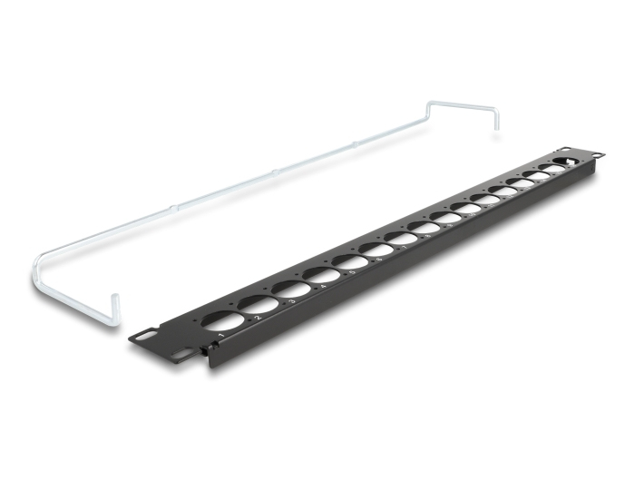Delock 19" D-Typ Patchpanel mit Zugentlastung 16 Port 1 HE Schwarz