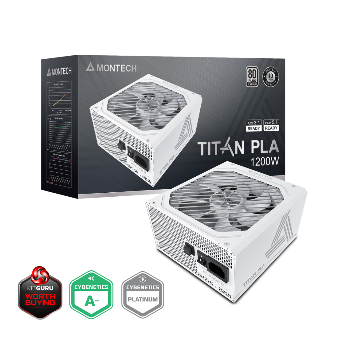 Montech Titan PLA 1200W ATX 3.1 80 PLUS Platinum vollmodular PCIe 5.1 Weiß