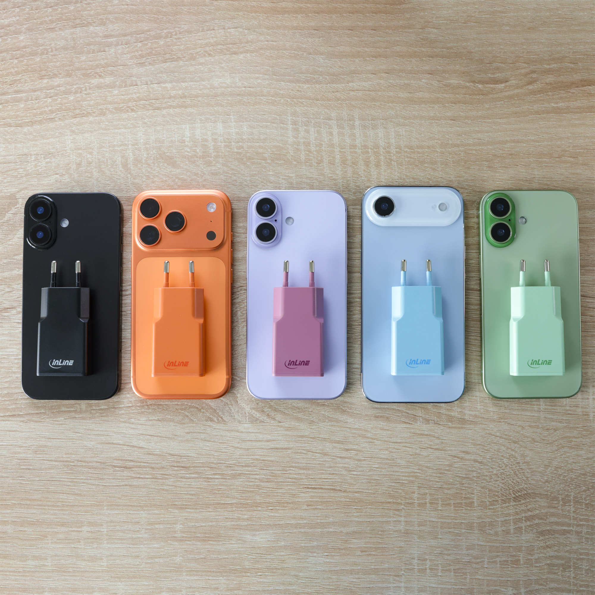InLine USB-C Ladegerät 30W GaN Dual USB-C PD/PPS Eisbonbon/blau