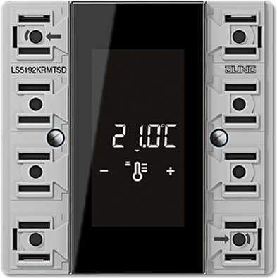 JUNG LS 5192 KRM TS D. Übertragungstechnik: Verkabelt. Produktfarbe: Schwarz, Grau, Display-Typ: LCD, Steuerung: Knöpfe. Eingangsspannung: 21 (LS5192KRMTSD)