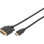 Assmann/Digitus HDMI Adapterkabel, 2m, FullHD HDMI Adapterkabel, Typ A-DVI(18+1) St/St, 2.0m, Full HD, UL, sw (DB-330300-020-S)