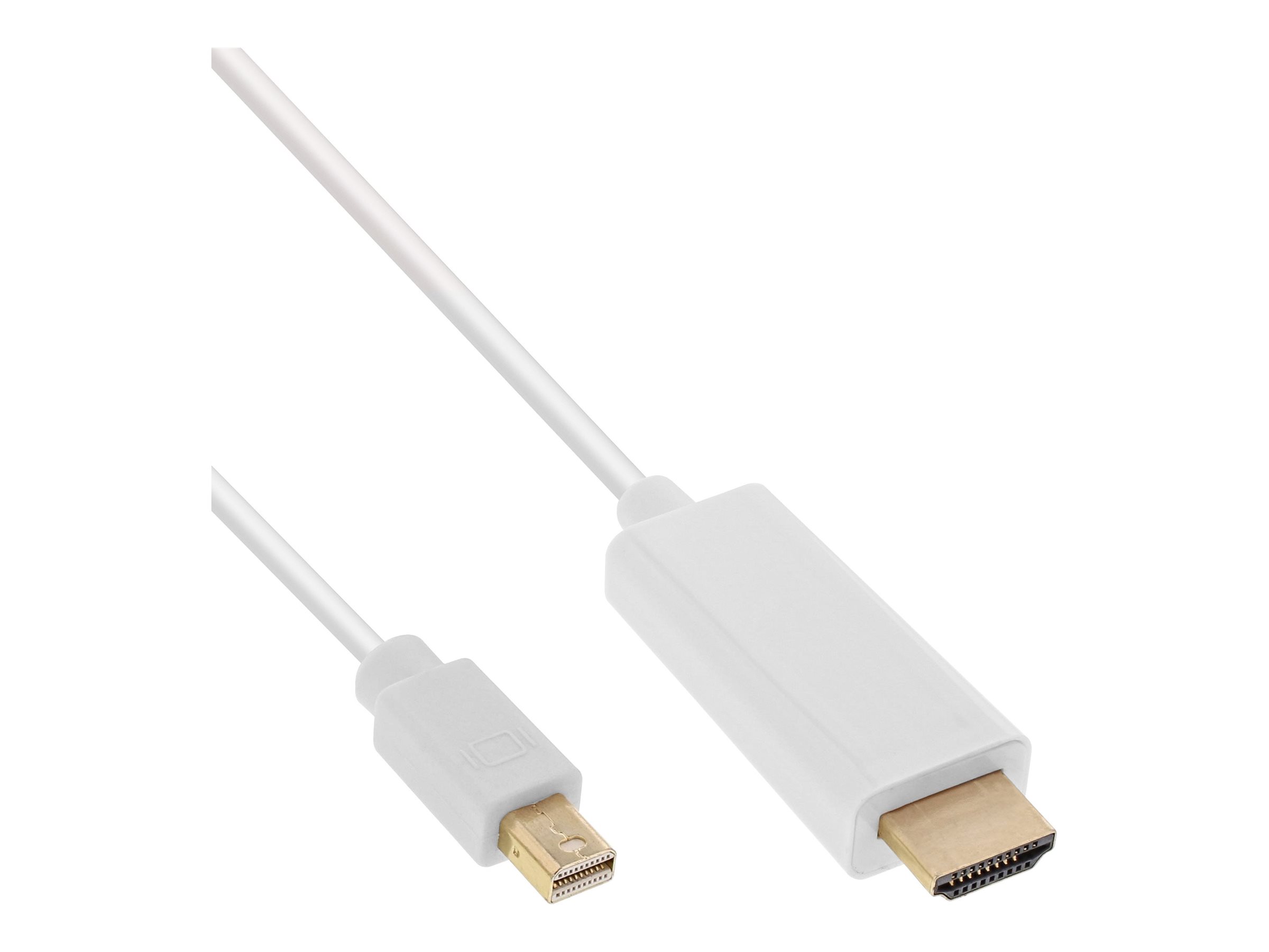 InLine Mini DisplayPort zu HDMI Konverter Kabel 3 m 4K2K mit Audio Weiß