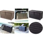 EDA Gartenbox BAYA, 420 Liter, in Holzoptik, anthrazit Outdoor Box mit UV-Schutz, Vorrichtung zum Verschließen, - 1 Stück (010290 G.ANT CX)