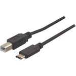 USB 2.0 Kabel, USB St. C / USB St. B, schwarz, 1,0 m Kabel USB Type-C 2.0 Stecker > USB 2.0 B Stecker 1,0 m (150304)