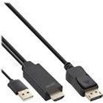 InLine® HDMI zu DisplayPort Konverter Kabel, 4K, schwarz/gold, 0,5m (17166P)