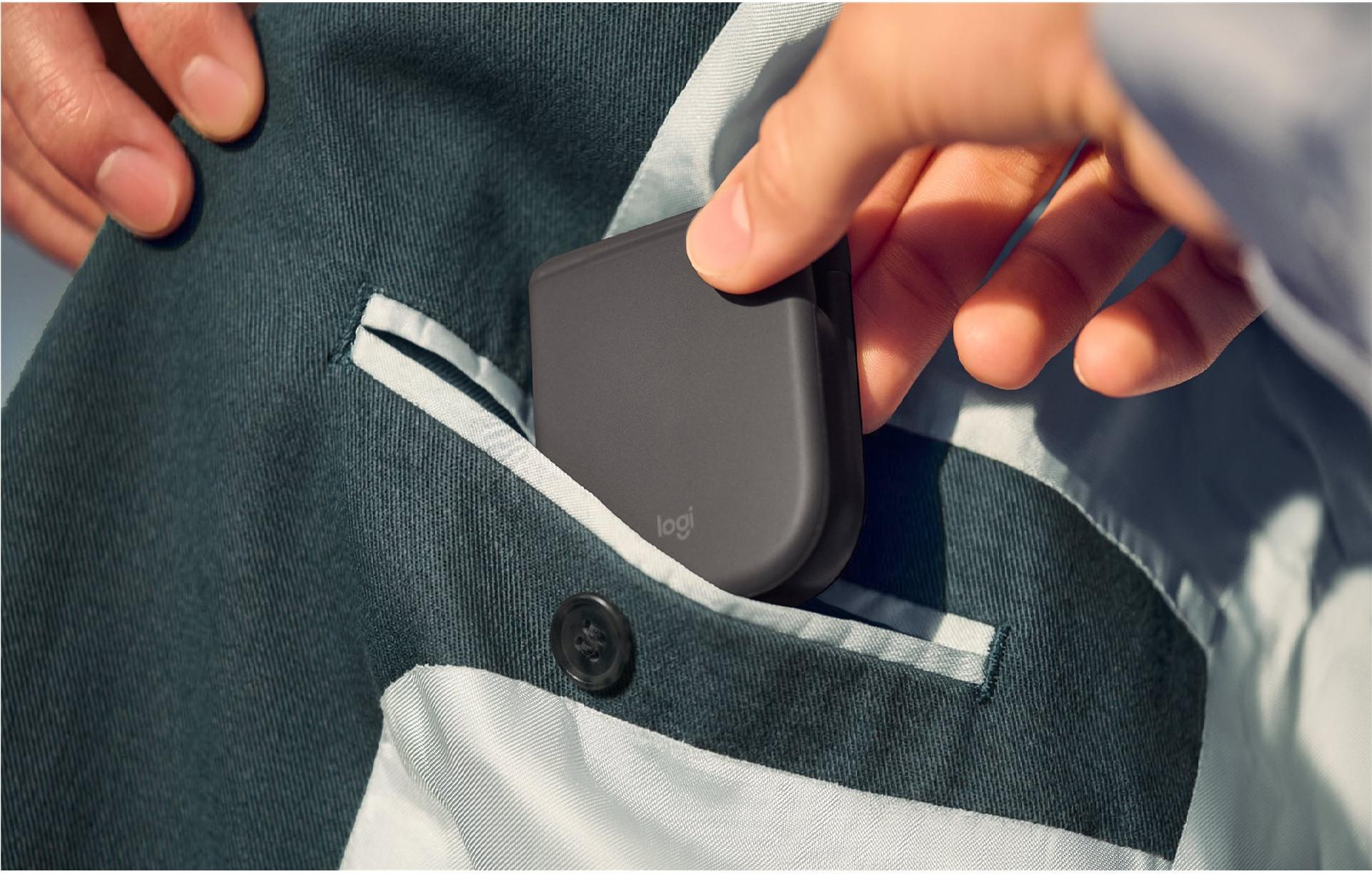 Logitech Mobi Fold Kabellose Bluetooth-Maus faltbar 4 Tasten 4000 DPI USB-C Graphit